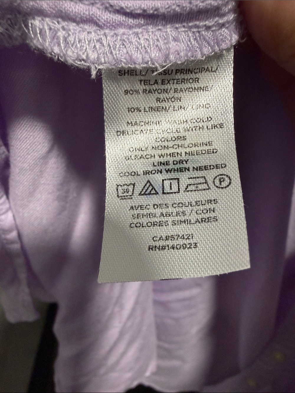 LOFT Lavender Ruffle-Trim Button-Down Blouse - Picture 5 of 5